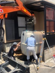 駐輪スペースへの浄化槽設置工事